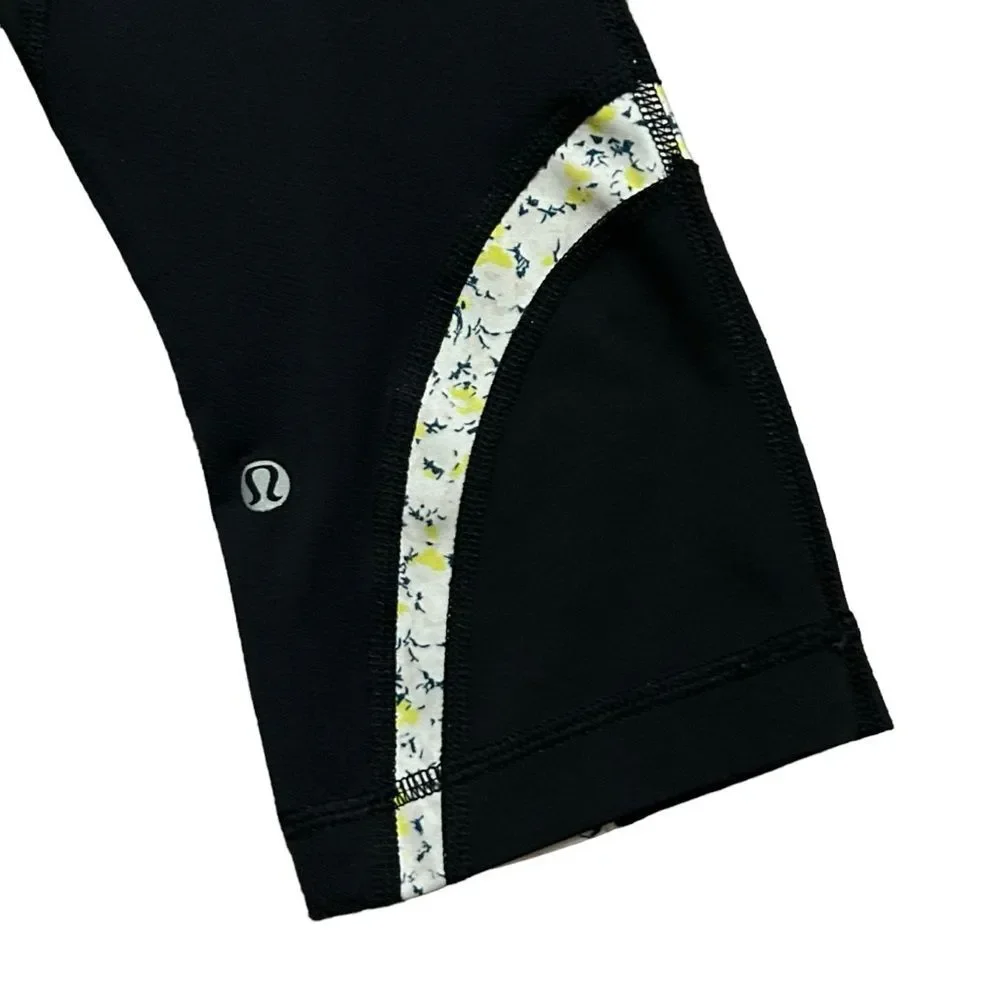 LULULEMON RUN: Inspire Crop II Black/Quilt/Fresh Fleur Neutral Blush Split Pea 8